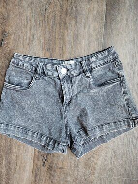 Cotton On black gray denim shorts faded cotton festival boho western sz 6